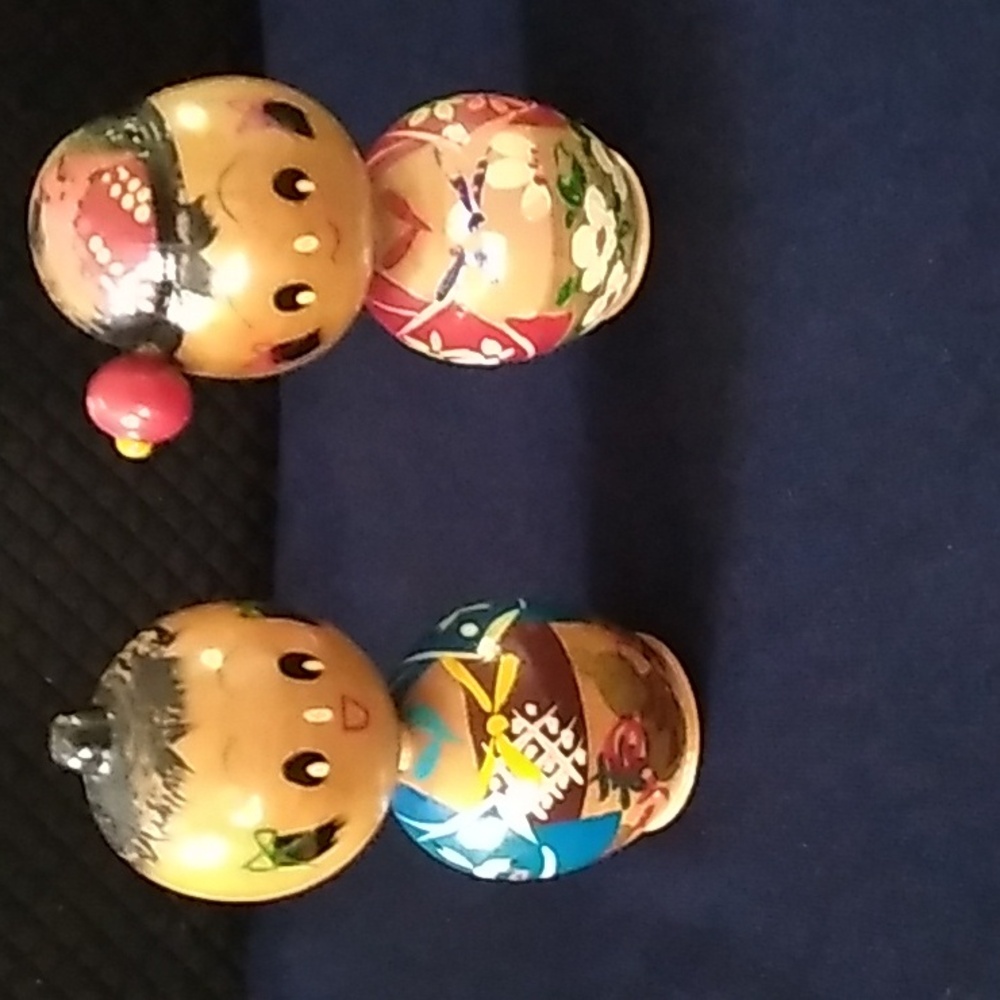 Vintage Kokeshi bobble head dolls